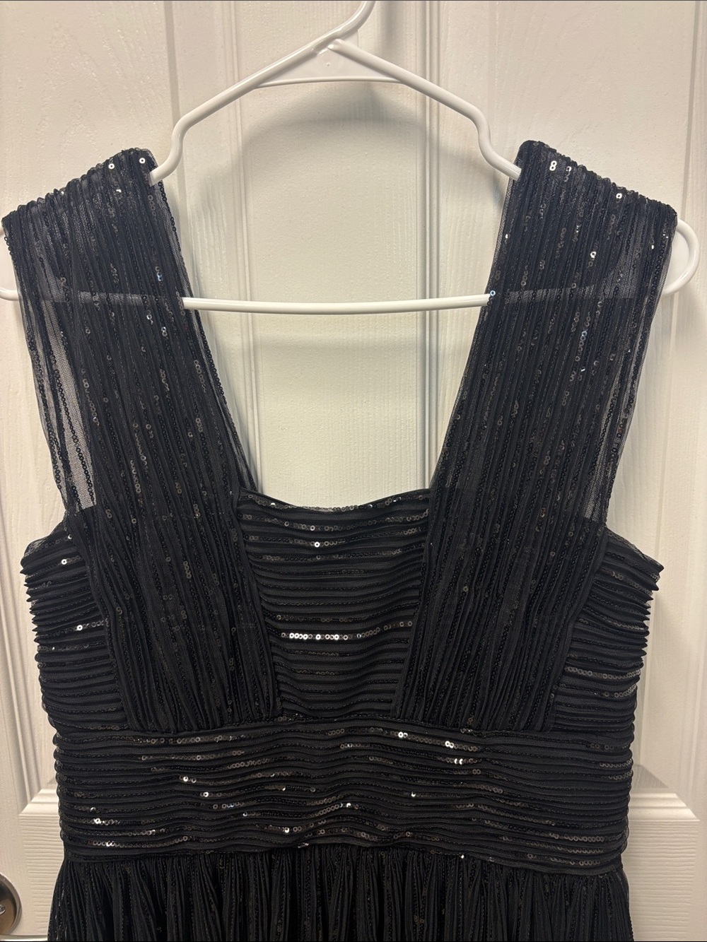 Halston Heritage Black Sequin Pleated Wedding Guest Dress - Picture 7 of 12